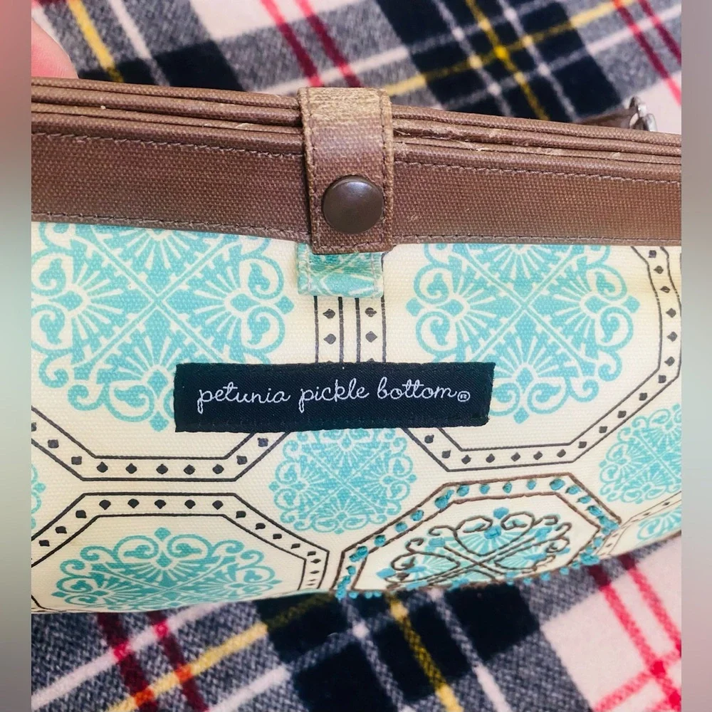 Petunia pickle bottom, clutch diaper bag in Brown turquoise